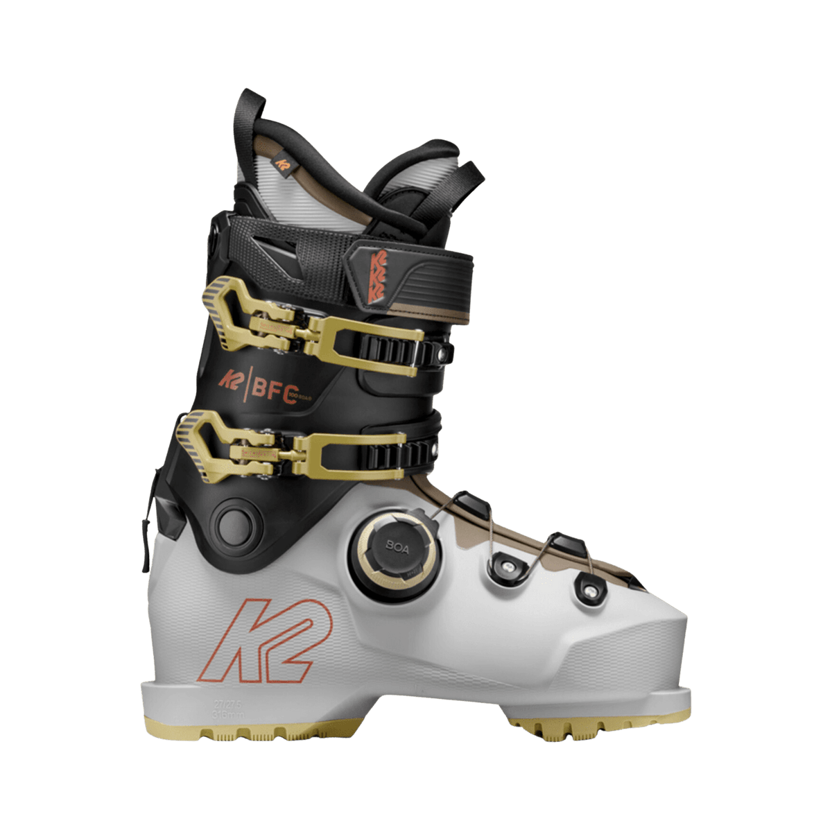 K2 BFC BOA 100 SKI BOOT 26/27 WHITE YELLOW