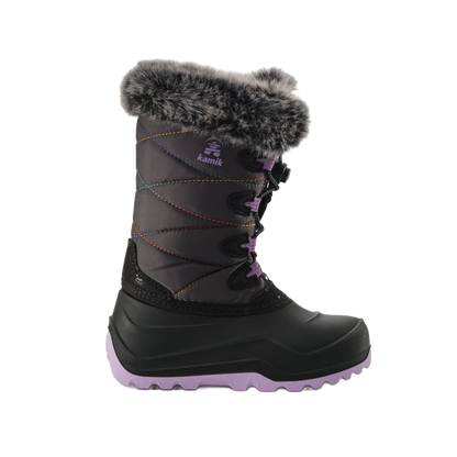 KAMIK CHILDREN'S SNOWANGEL -40°F WATER PROOF BOOT- CHARCOAL/PURPLE SIDE