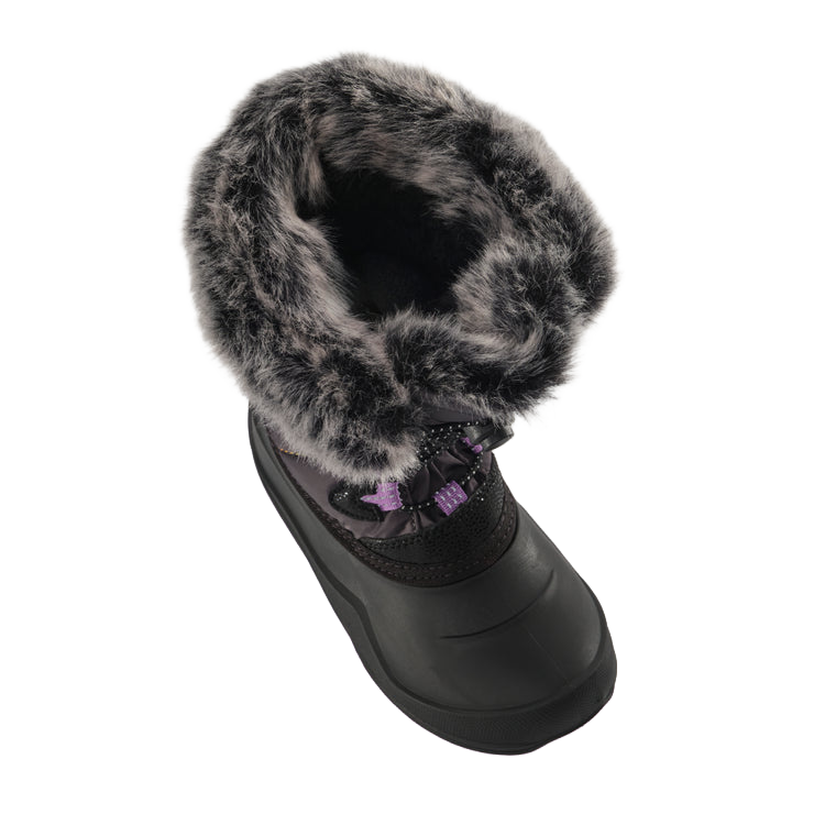 KAMIK CHILDREN'S SNOWANGEL -40°F WATER PROOF BOOT- CHARCOAL/PURPLE TOP