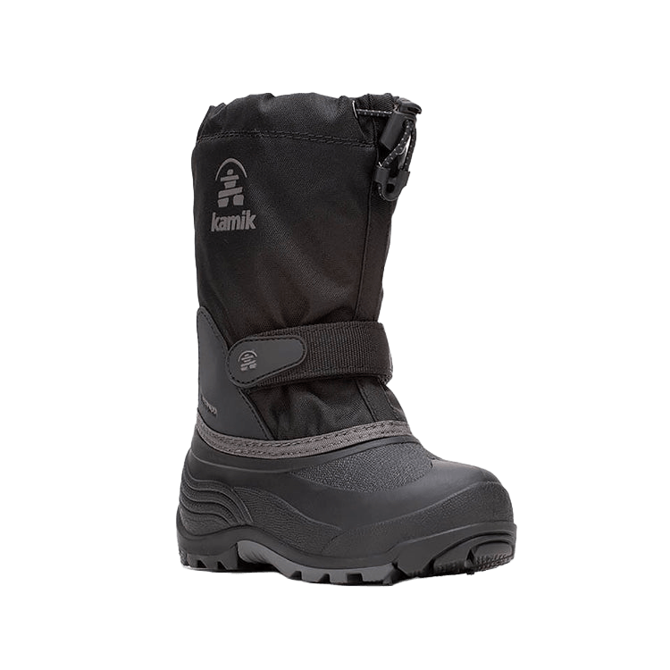 KAMIK YOUTH WATERBUG 5 -40°F WATER PROOF BOOT- BLACK CHARCOAL FRONT