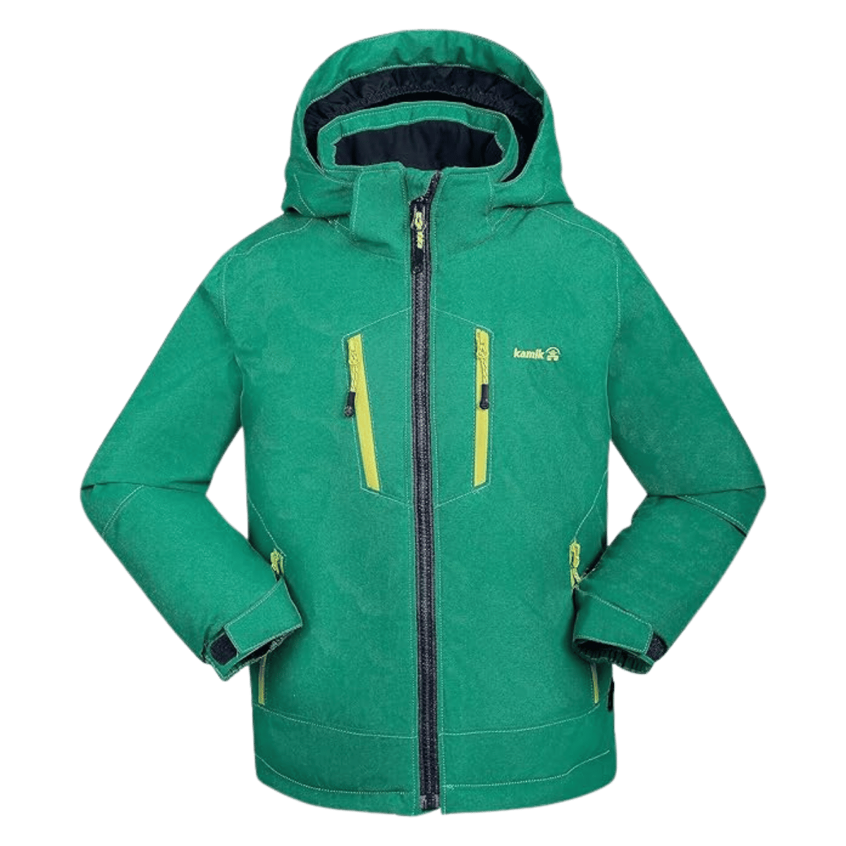 KAMIK HUX SOLID KIDS INSULATED JACKET - MIDNIGHT/GREEN_FRONT