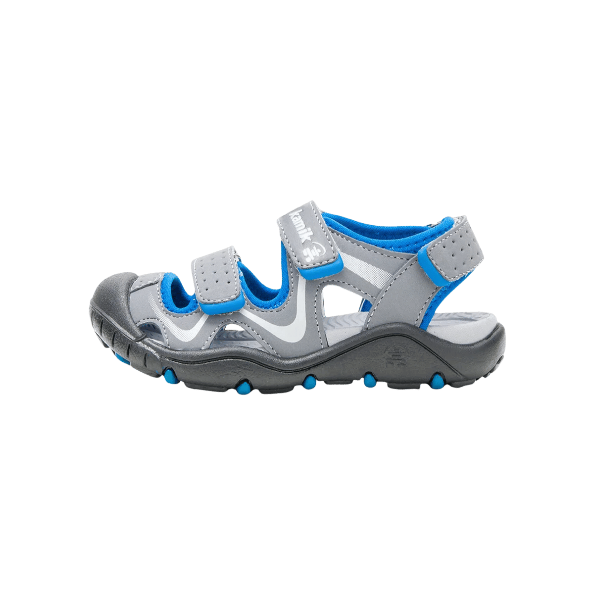 KAMIK KIDS WANDER WATERPROOF SANDAL - CHARCOAL/BLUE - RIGHT VIEW