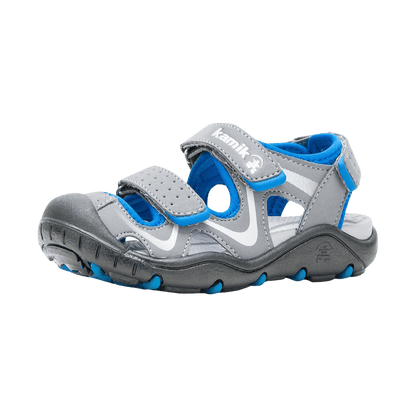 KAMIK KIDS WANDER WATERPROOF SANDAL - CHARCOAL/BLUE - RIGHT SIDE VIEW