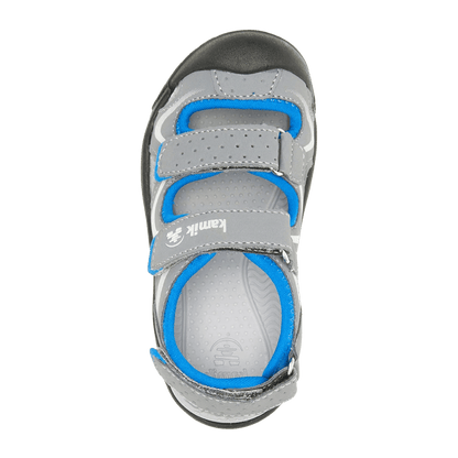 KAMIK KIDS WANDER WATERPROOF SANDAL - CHARCOAL/BLUE - TOP VIEW