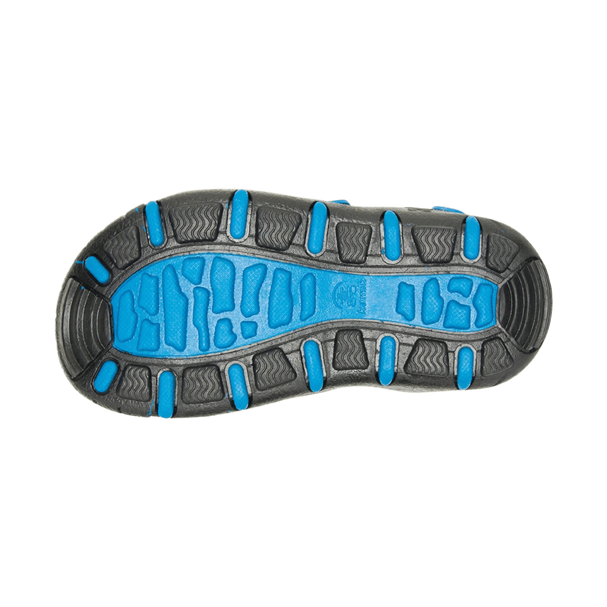 KAMIK KIDS WANDER WATERPROOF SANDAL - CHARCOAL/BLUE - BOTTOM VIEW