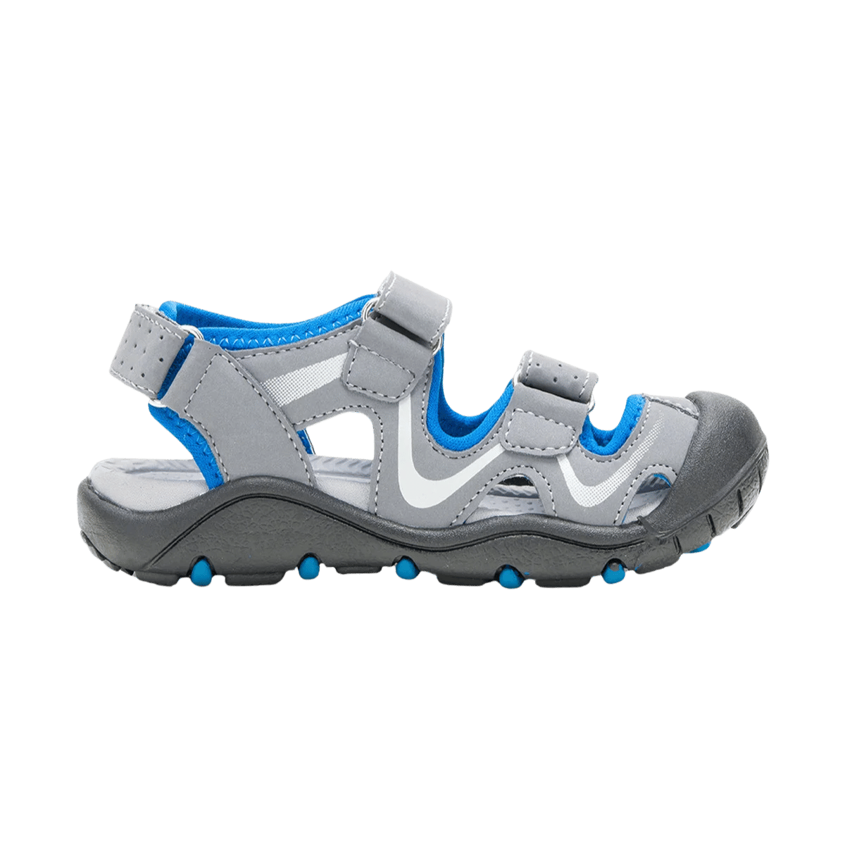KAMIK KIDS WANDER WATERPROOF SANDAL - CHARCOAL/BLUE - LEFT VIEW