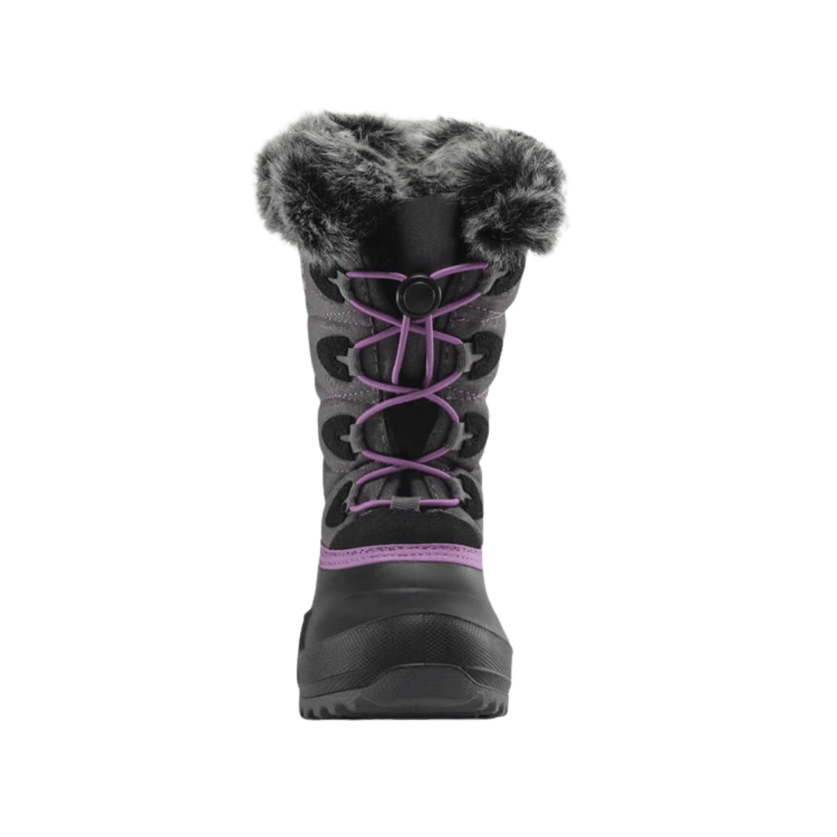 KAMIK SNOWANGEL -40°C CANADIAN CRAFTED KIDS INSULATEDBOOTS+CHARCOAL/ORCHID - FRONT