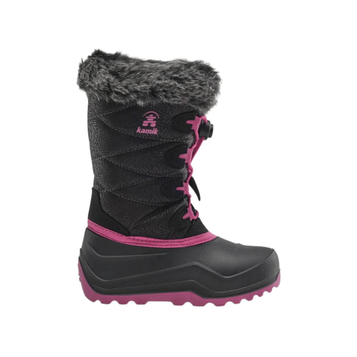 KAMIK SNOWANGEL -40°C CANADIAN KIDS INSULATED BOOTS- BLACK/ROSE - LEFT SIDE