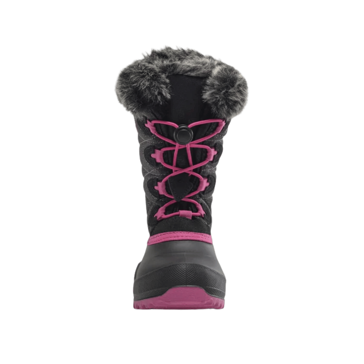 KAMIK SNOWANGEL -40°C CANADIAN KIDS INSULATED BOOTS- BLACK/ROSE -FRONT VIEW