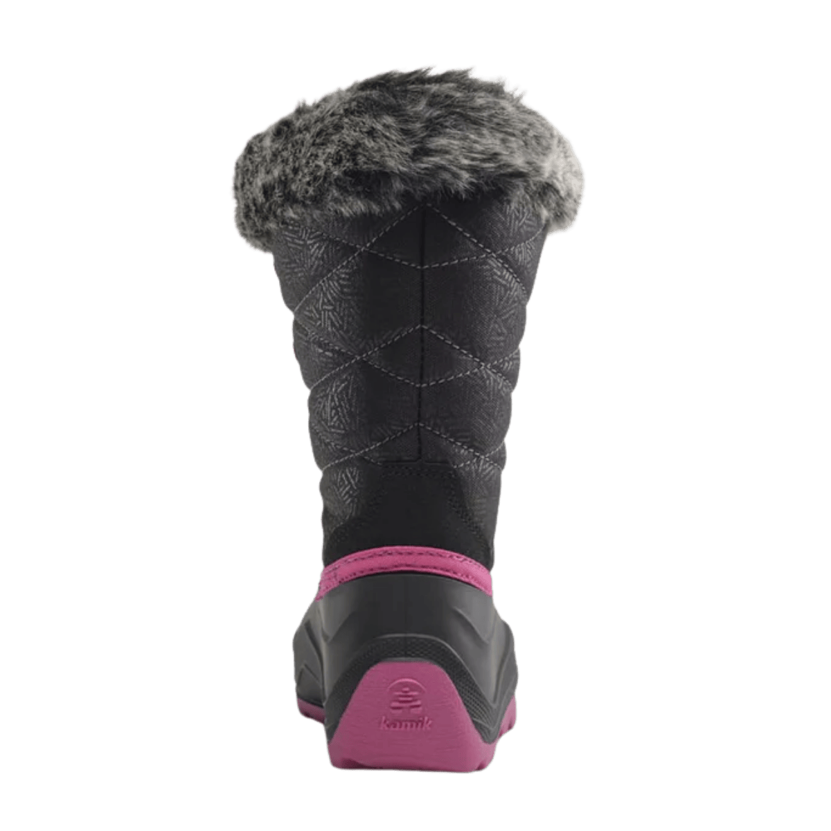 KAMIK SNOWANGEL -40°C CANADIAN KIDS INSULATED BOOTS- BLACK/ROSE - BACK VIEW