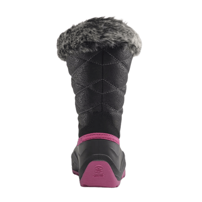 KAMIK SNOWANGEL -40°C CANADIAN KIDS INSULATED BOOTS- BLACK/ROSE - BACK VIEW