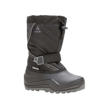 KAMIK SNOWFALL P 2 -40°C KIDS INSULATED BOOTS - BLACK/CHARCOAL - LEFT SIDE ANGLE