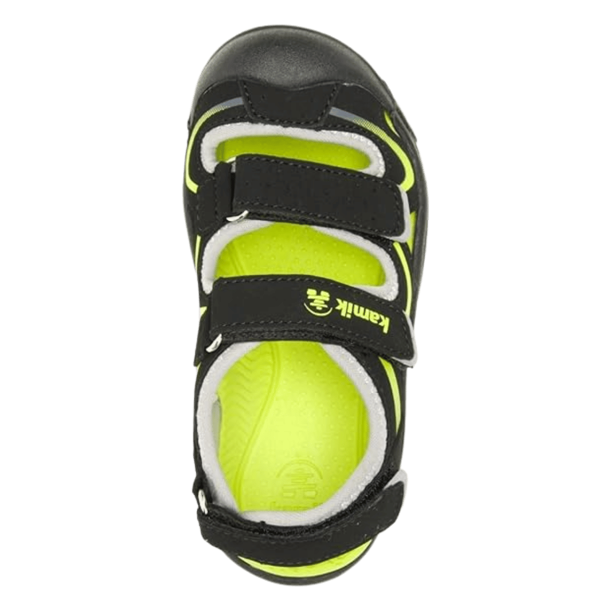 KAMIK WANDER KIDS SANDAL - BLACK/LIME - TOP VIEW