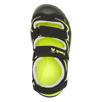 KAMIK WANDER KIDS SANDAL - BLACK/LIME - TOP VIEW