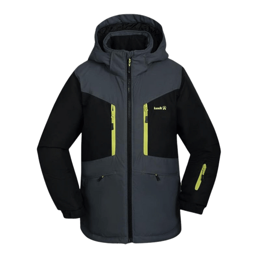 KAMIK MAX COLORBLOCK KIDS INSULATED JACKET - ASPHALT/BLACK_FRONT