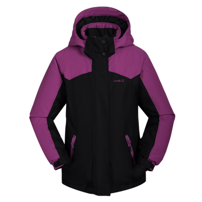 KAMIK EVIE INSULATED KIDS WINTER JACKET FOR GIRLS - BLACK/ORCHID_FRONTVIEW