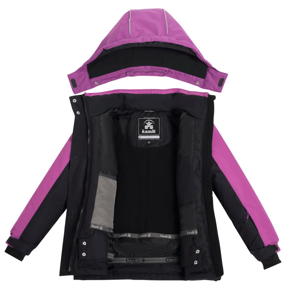 KAMIK EVIE INSULATED KIDS WINTER JACKET FOR GIRLS - BLACK/ORCHID_INNERVIEW