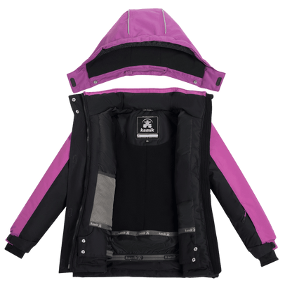 KAMIK EVIE INSULATED KIDS WINTER JACKET FOR GIRLS - BLACK/ORCHID_INNERVIEW