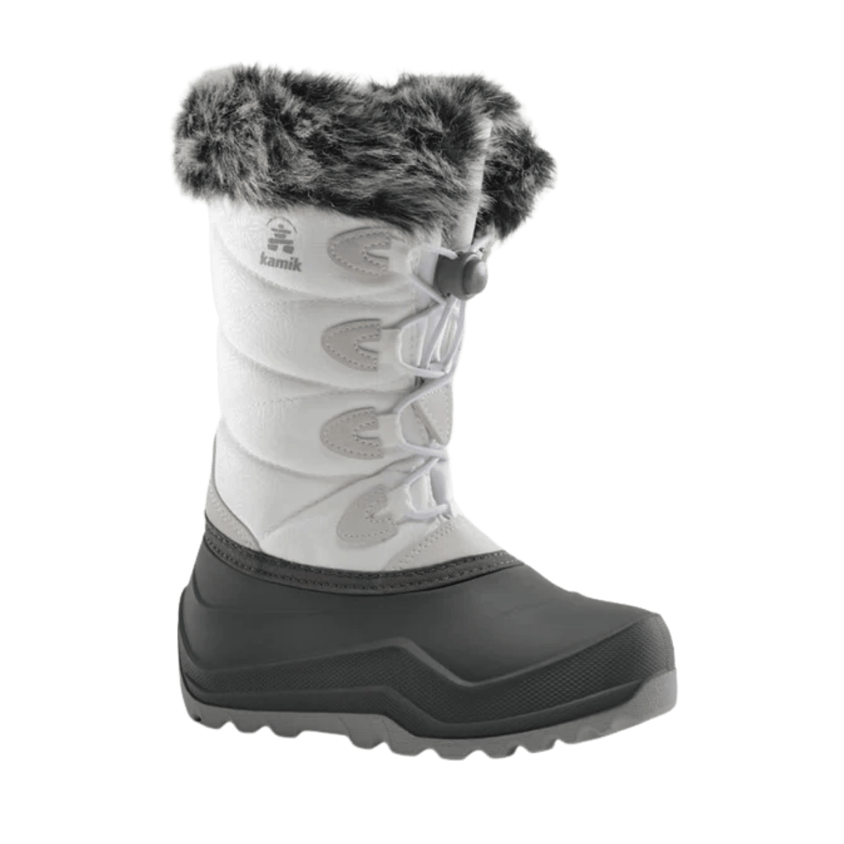 KAMIK SNOWANGEL -40°C CANADIAN YOUTHS' INSULATED BOOTS - WHITE/BLACK - LEFT SIDE VIEW