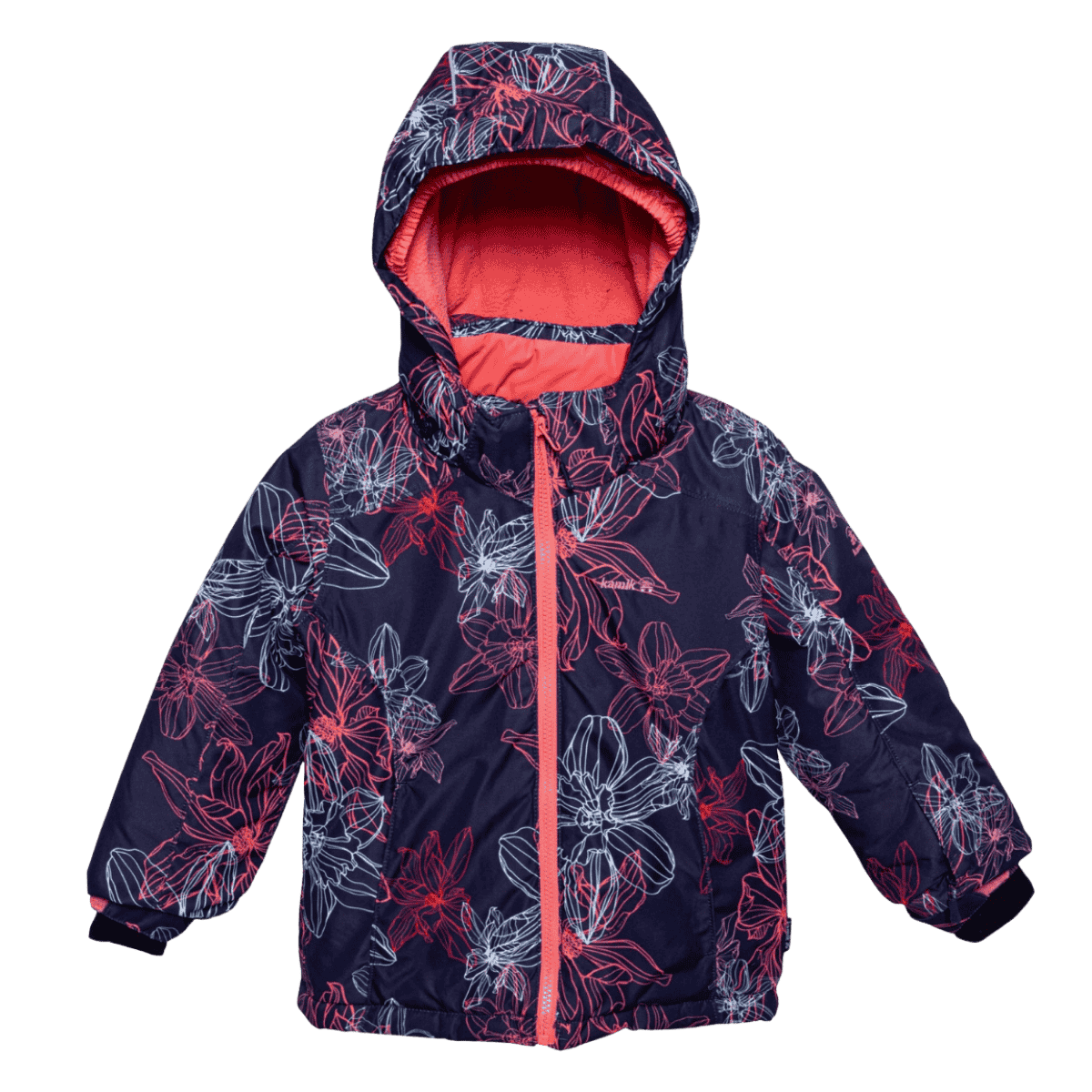 KAMIK TALLIE LEILANI AOP KIDS INSULATED SKI JACKET - NAVY - FRONT VIEW