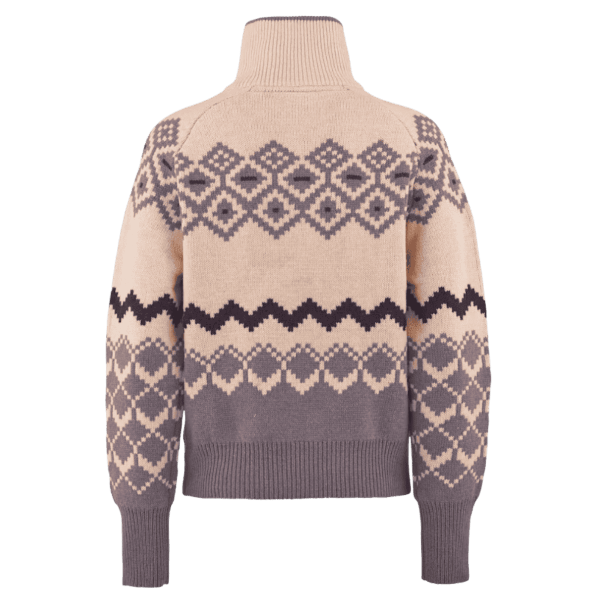 KARI TRAA WOMEN'S AGNES KNIT HALF ZIP PULLOVER - TAUPE_BACK ANGLE
