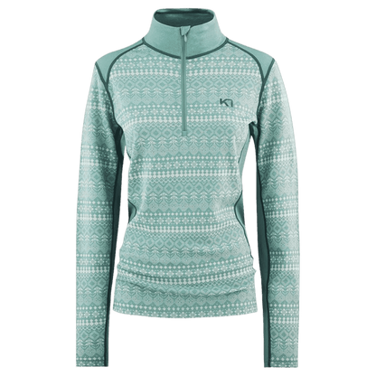 KARI TRAA WOMEN'S MAUD HALF ZIP MERINO BASE LAYER TOP - SAGE_FRONT ANGLE