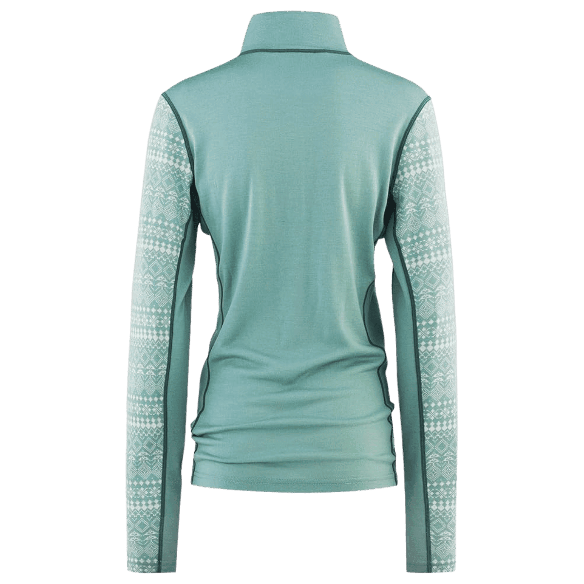 KARI TRAA WOMEN'S MAUD HALF ZIP MERINO BASE LAYER TOP - SAGE_BACK ANGLE