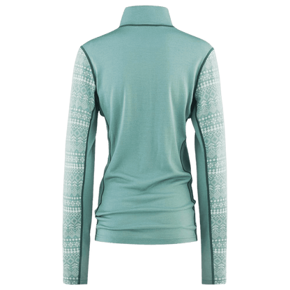 KARI TRAA WOMEN'S MAUD HALF ZIP MERINO BASE LAYER TOP - SAGE_BACK ANGLE