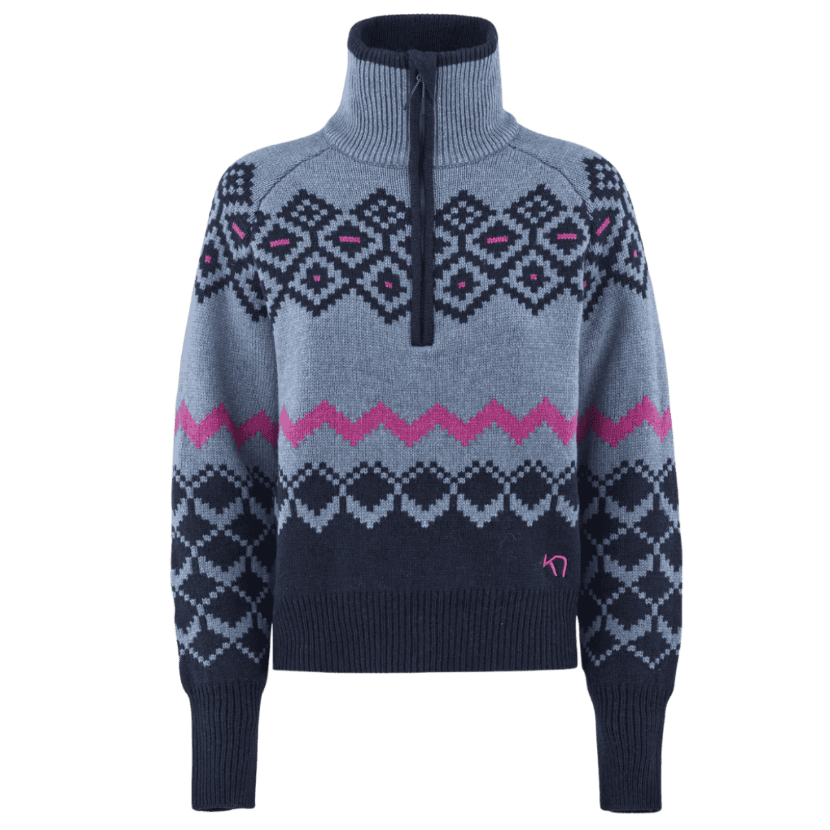 KARI TRAA WOMEN'S AGNES KNIT HALF ZIP PULLOVER - SAIL_FRONT ANGLE