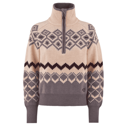 KARI TRAA WOMEN'S AGNES KNIT HALF ZIP PULLOVER - TAUPE_FRONT ANGLE