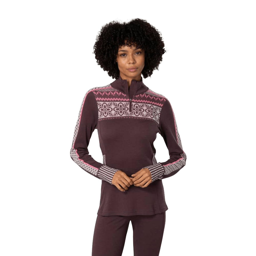 KARI TRAA WOMEN'S INES HALF ZIP- COCOA POWDER