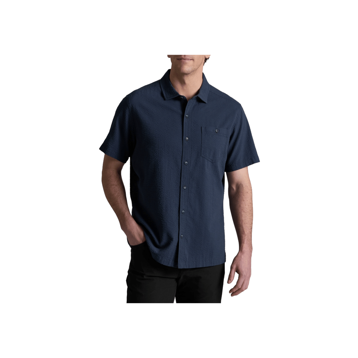 KUHL MEN'S KASTAWAY SHORT SLEEVE - PIRATE BLUE - FRONT VIEW
