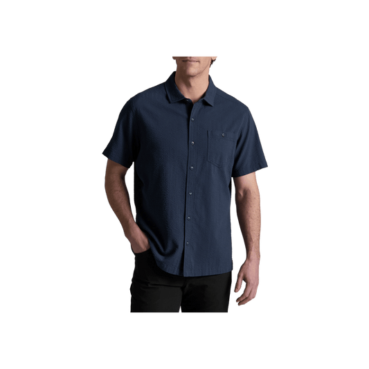 KUHL MEN'S KASTAWAY SHORT SLEEVE - PIRATE BLUE - FRONT VIEW
