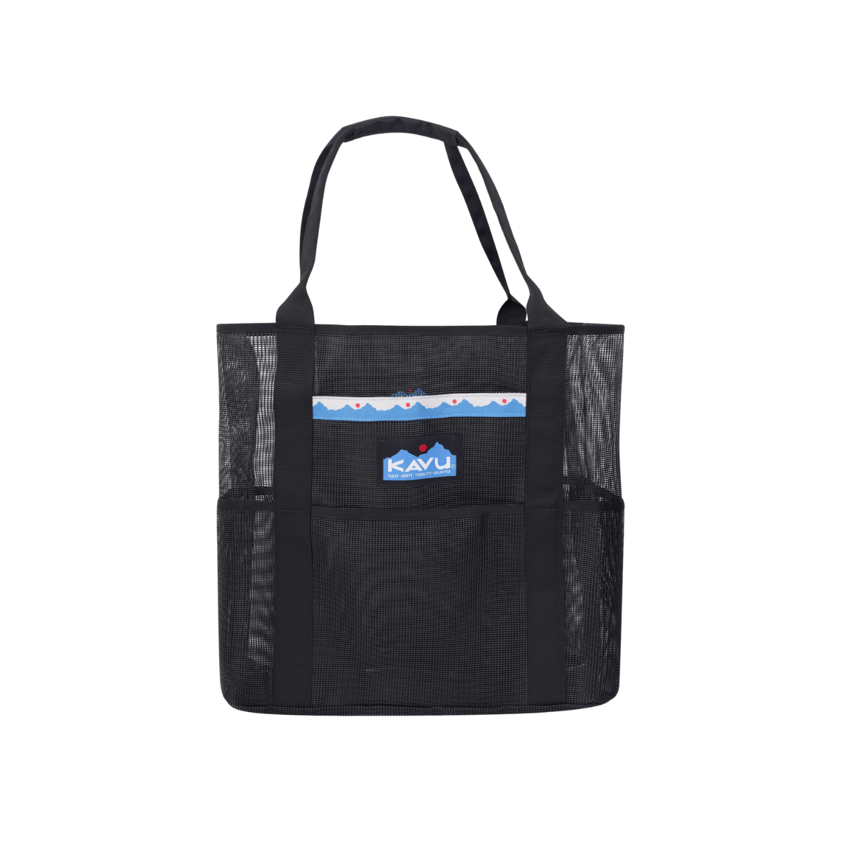 KAVU ALDER LAKE TOTE, BLACK, FRONT ANGLE, LOGO