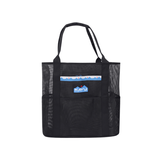 KAVU ALDER LAKE TOTE, BLACK, FRONT ANGLE, LOGO