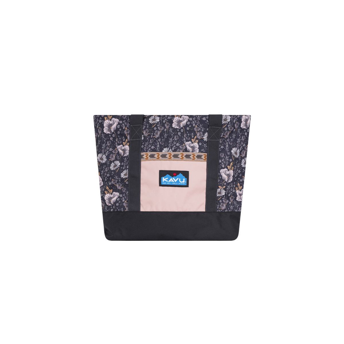 KAVU BOAT BAG, QUIET WILDFLOWERS, FRONT ANGLE, LOGO