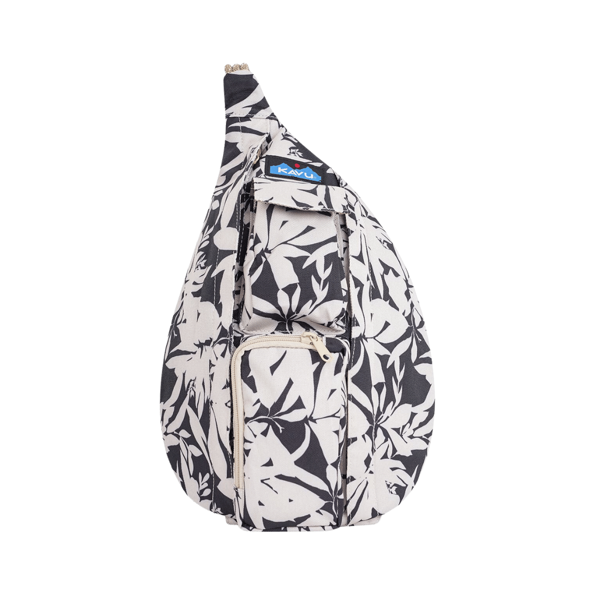 KAVU MINI ROPE SLING BW FRONDS, FRONT ANGLE