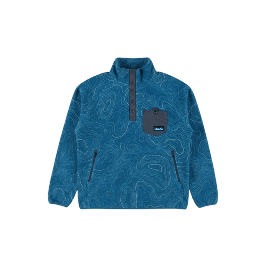 KAVU TEANNAWAY FLEECE PULLOVER- BLUEWATER TOPO