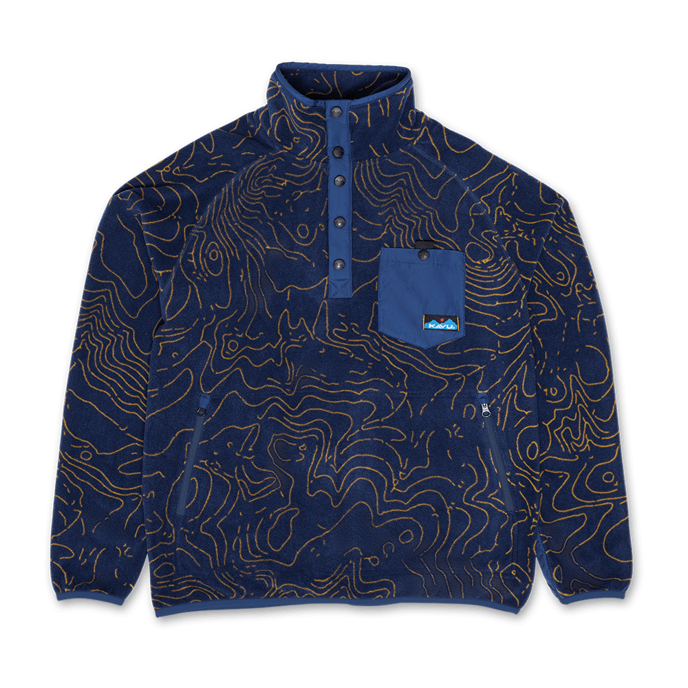 KAVU TEANNAWAY FLEECE PULLOVER- BLUEWATER TOPO