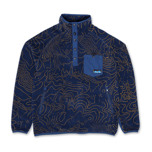 KAVU TEANNAWAY FLEECE PULLOVER- BLUEWATER TOPO