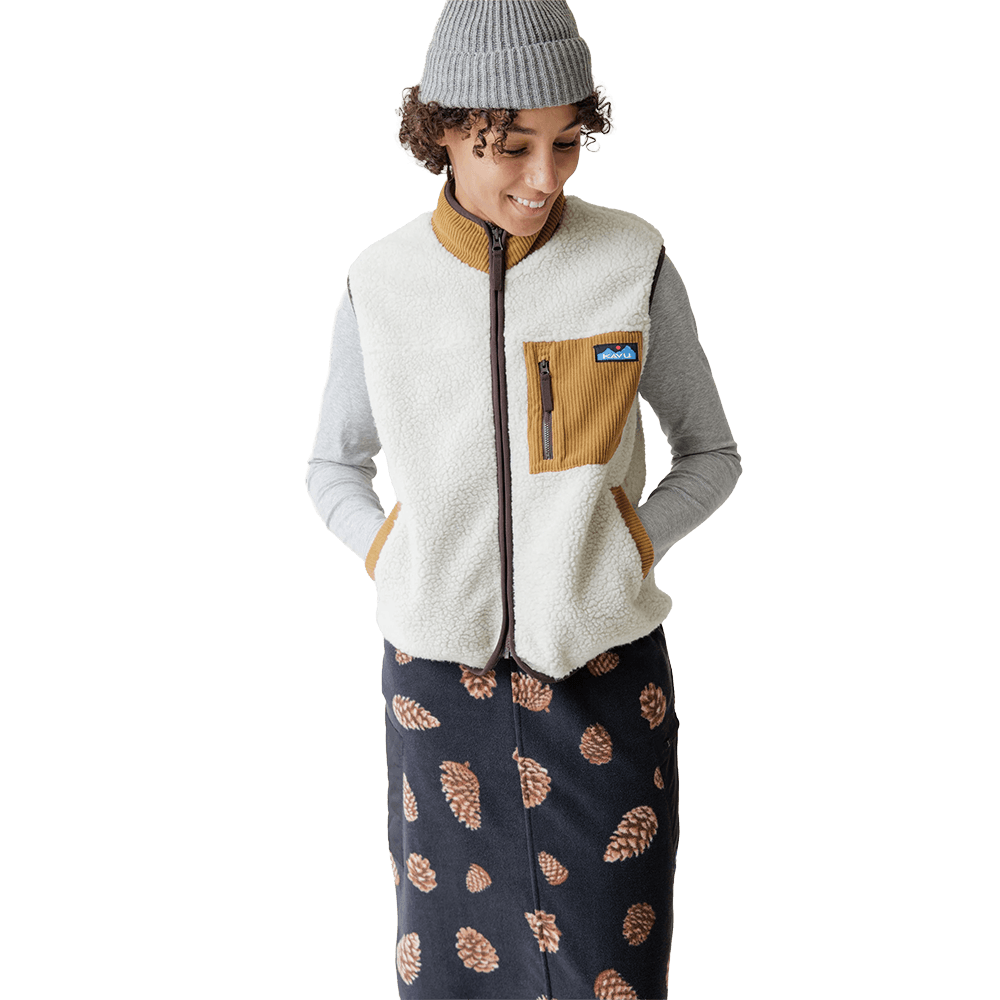 KAVU WOMEN'S OZETTE VEST- NATURAL WOOD with model
