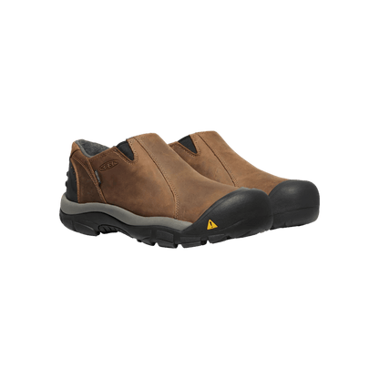 KEEN BRIXEN LOW WP 200GR MEN'S FOOTWEAR - SLATE BLACK/MADDER BROWN_1 - FRONT SIDE VIEW
