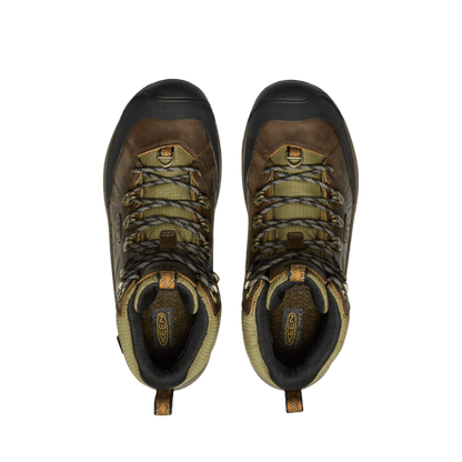 KEEN MEN'S REVEL IV MID POLAR - BISON/ORANGE PEPPER - TOP VIEW