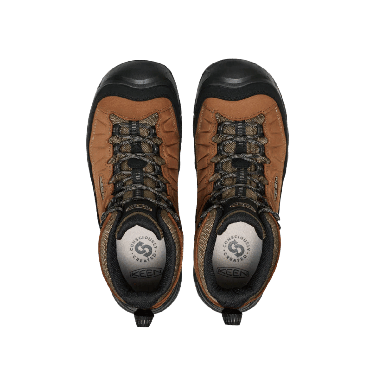 KEEN MEN'S TARGHEE IV MID WATERPROOF - BISON/BLACK - TOP VIEW