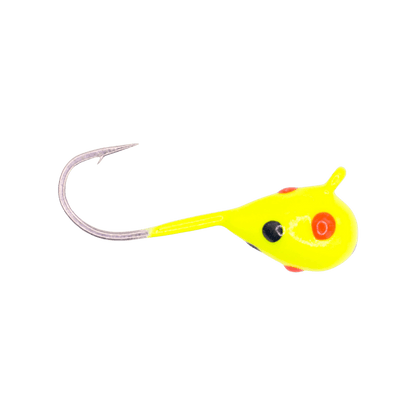 KENDERS TUNGSTEN JIG LARGE HOOK SERIES - CHART BLACK ORANGE SPOT GLOW