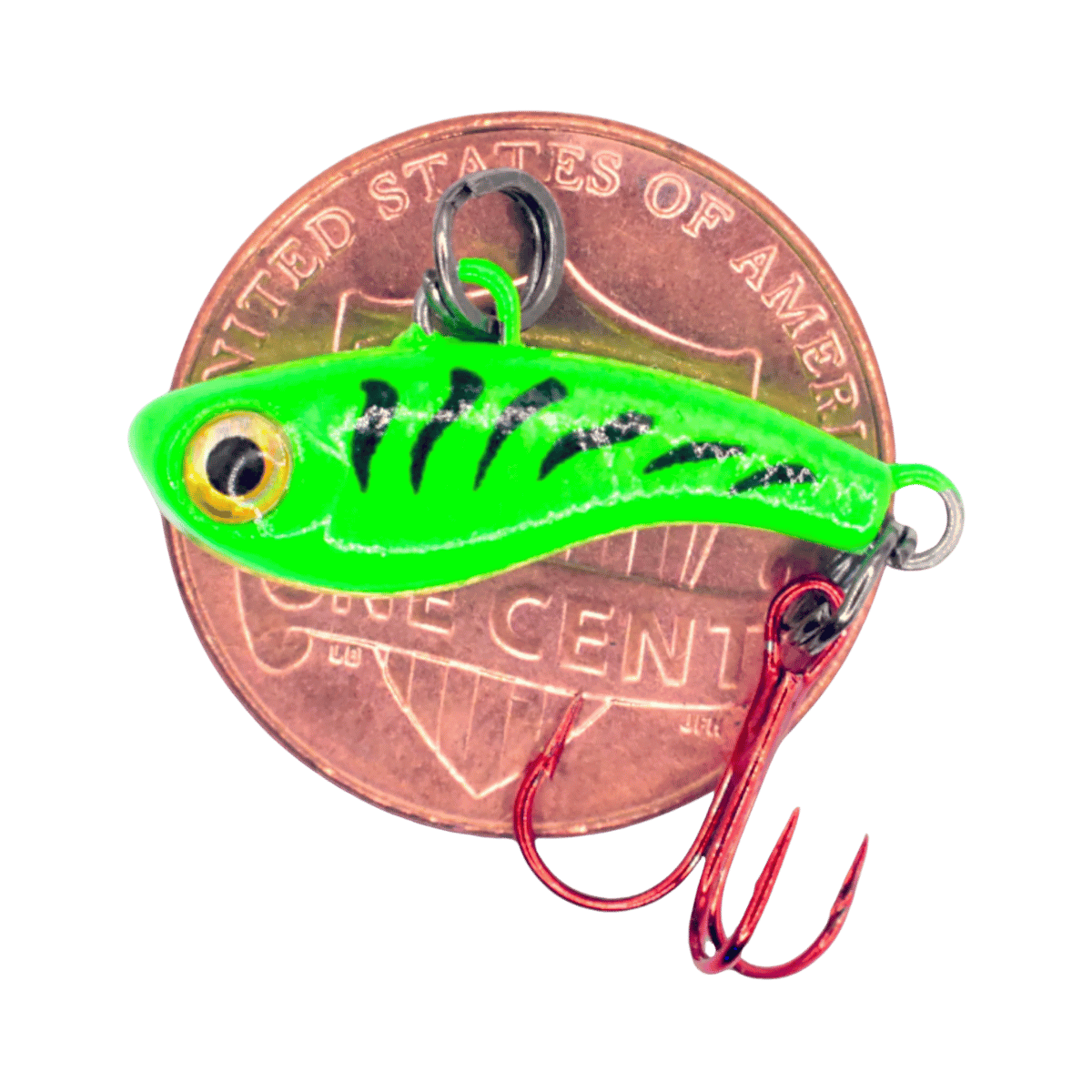 KENDERS T-RIP TUNGSTEN LURE - GREEN TIGER GLOW 3/4IN #14_SIDE ANGLE