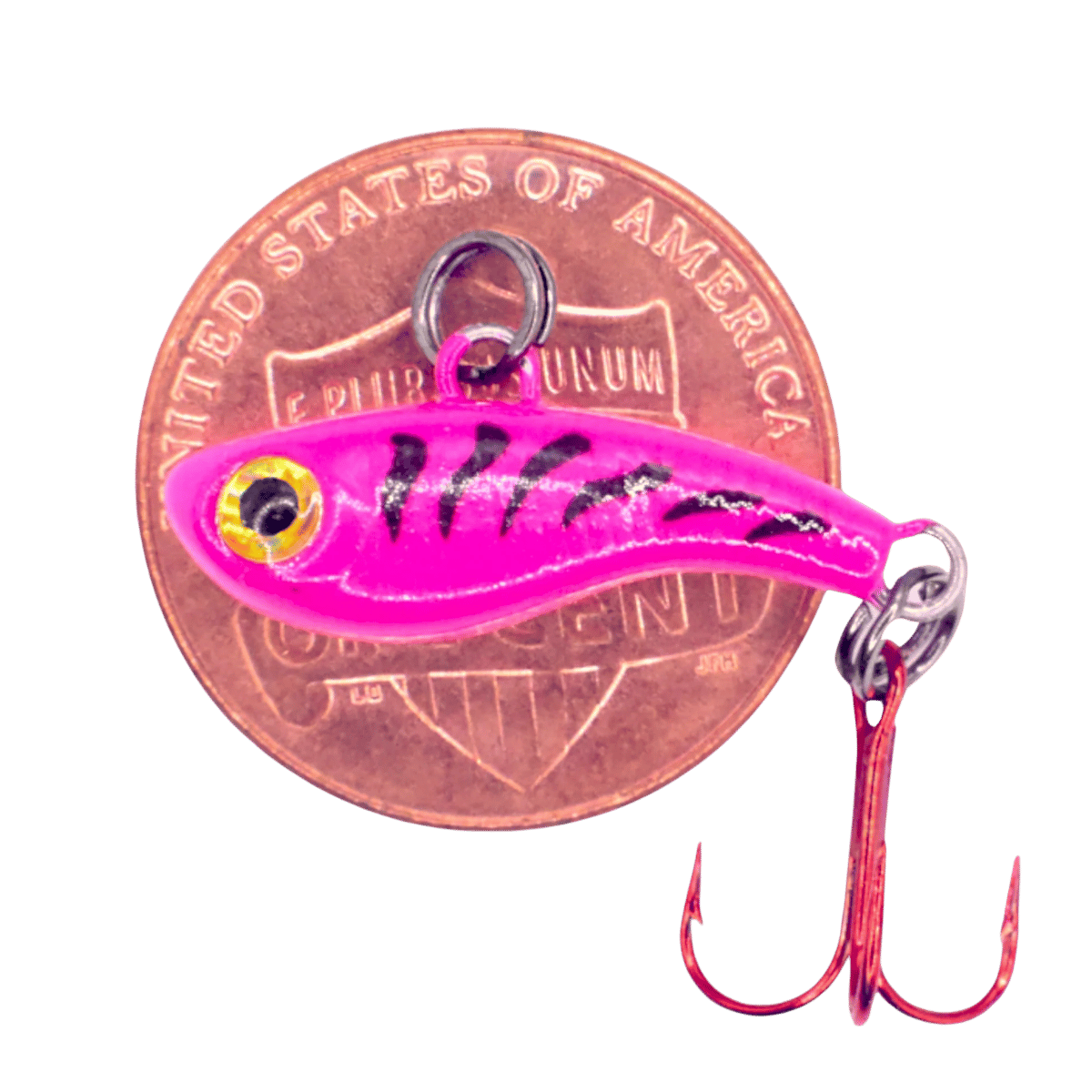 KENDERS T-RIP TUNGSTEN LURE - PINK TIGER GLOW 3/4IN #14_SIDE ANGLE