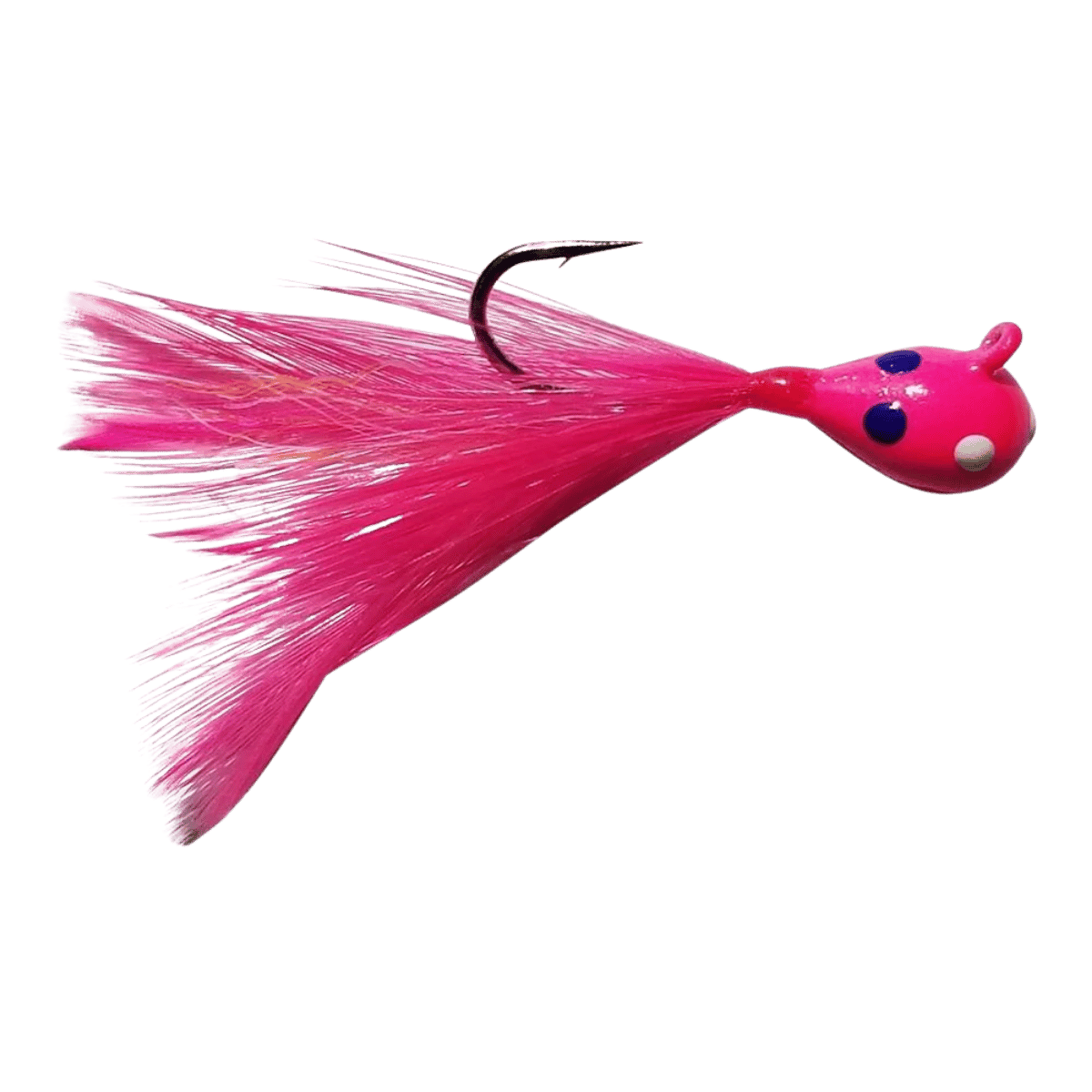 KENDERS TUNGSTEN WONDER FEATHER JIG -  GLOW PINK WONDERBREAD/PINK FEATHER_SIDE ANGLE
