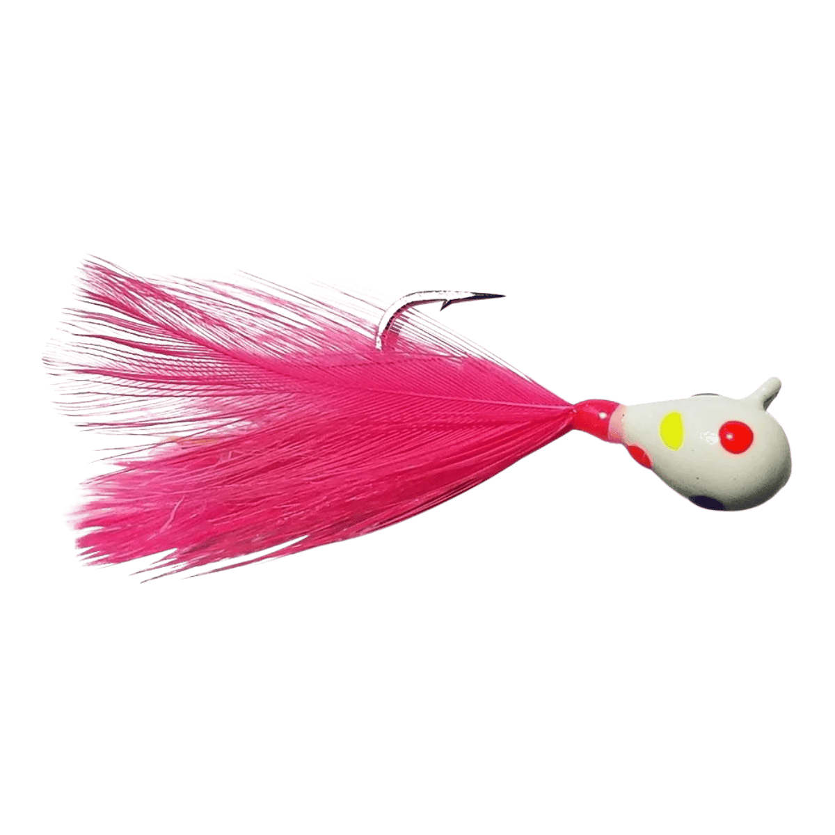 KENDERS TUNGSTEN WONDER FEATHER JIG -  GLOW WONDERBREAD/PINK FEATHER_SIDE ANGLE