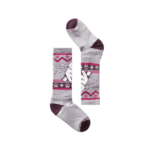SMARTWOOL KIDS WINTERSPORT FULL CUSHION POLAR BEAR SOCKS - PURPLE ECLIPSE COLOR